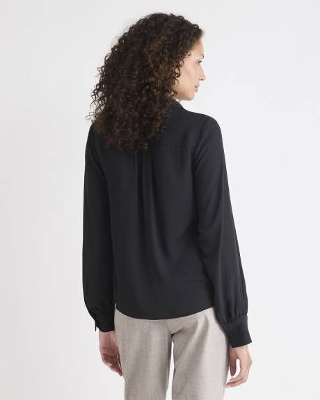 Blouse Boutonnée en Crêpe Soyeux à Manches Longues