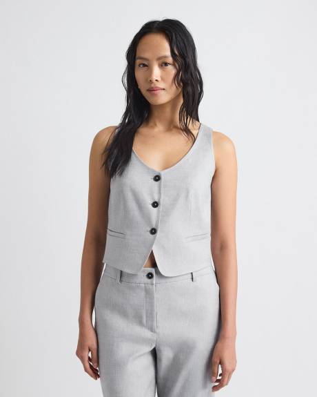 Short Grey-Linen Vest