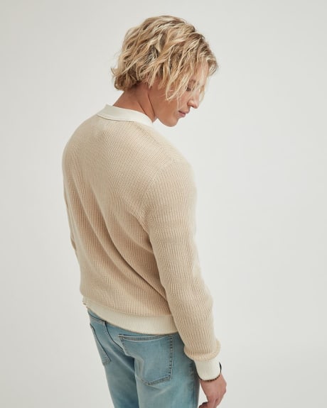 Gender-Neutral Two-Tone Ribbed Cardigan