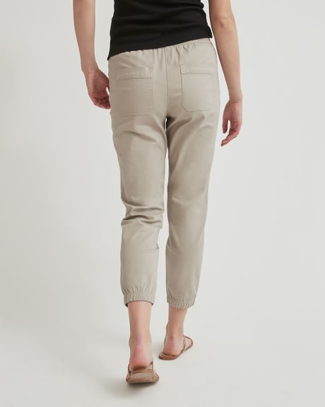 Pantalon Jogger Cheville en Coton à Taille Mi-Haute