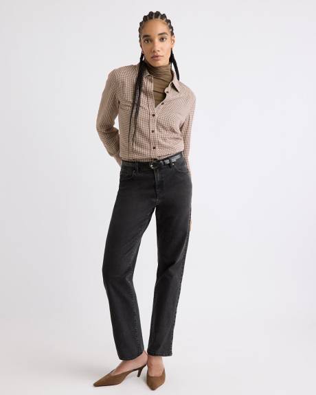 T-Shirt Ajusté à Manches Longues et Col Montant