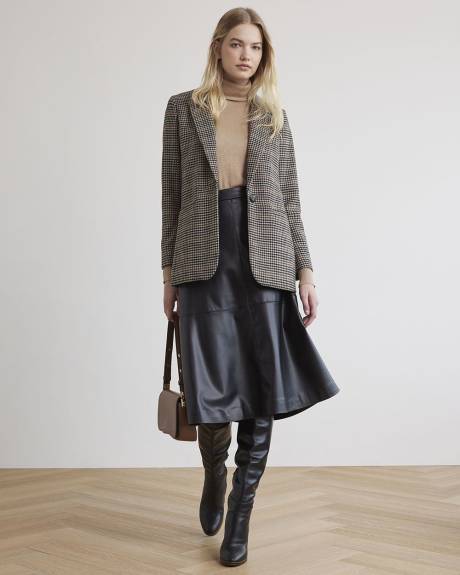 Black Faux Leather Midi Skirt