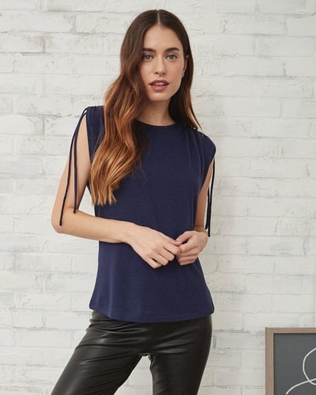 French Terry Extended Shoulder T-Shirt with Drawcords