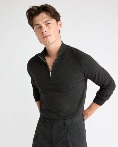 Long-Sleeve Half-Zip Mock-Neck Sweater
