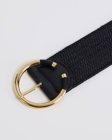 Braided Elastic Belt with Round Buckle