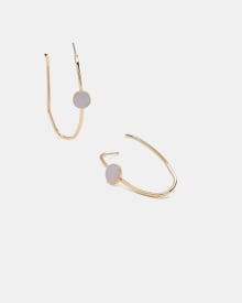 Open Hoop Earrings with Small Pink Stone
