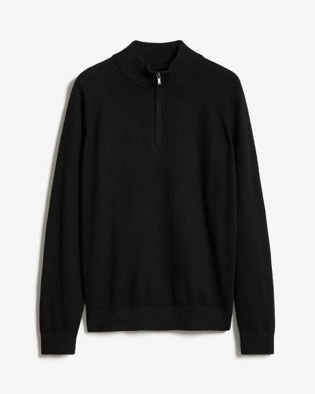 Long-Sleeve Half-Zip Mock-Neck Sweater