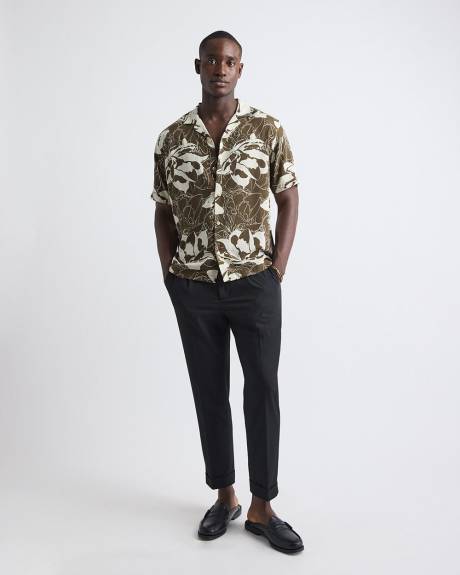 Chemise Fleurie &agrave; Manches Courtes et Col Camp