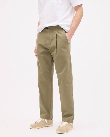 Pantalon Chino Pliss&eacute; &agrave; Jambe Droite