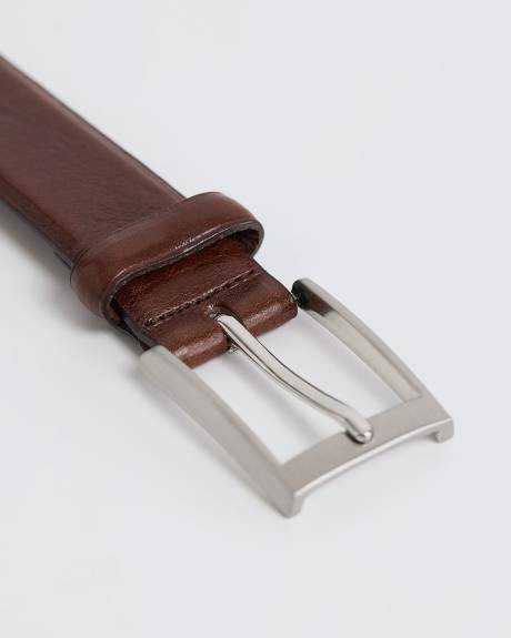 Textured Brown Leather Belt