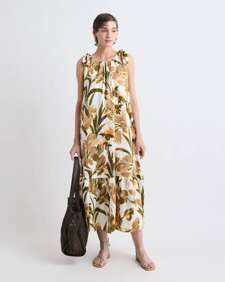 Robe Midi Sans Manches &agrave; Encolure Licou