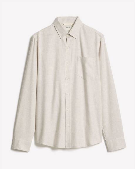 Chemise en Flanelle Unie à Coupe Étroite