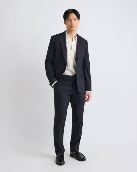 Pantalon de Complet en Mélange de Lin Noir à Coupe Étroite