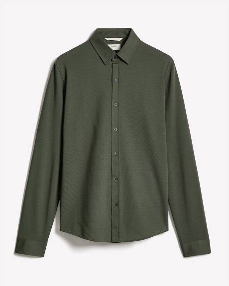 Long-Sleeve Piqué-Knit Shirt