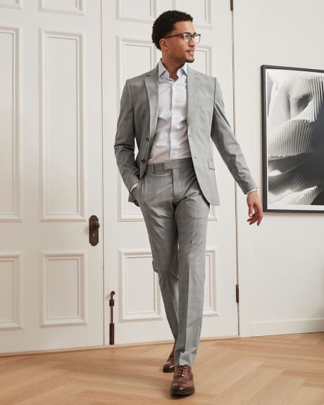 Slim Fit Light Grey Checkered Suit Pant