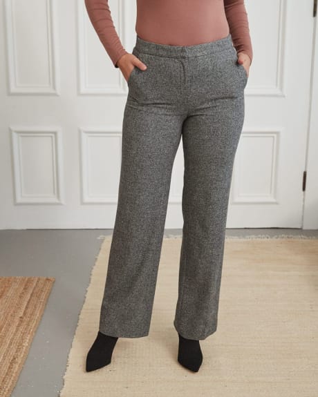 Pantalon en Tweed à Taille Mi-Haute et Jambe Large - 33"