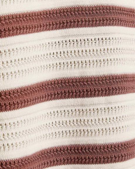 Short-Sleeve Johnny Sweater with Horizontal Stripes