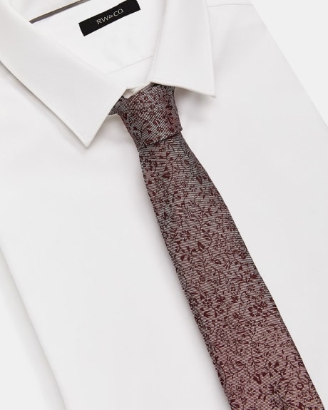 Regular Raspberry Tie with Floral Pattern