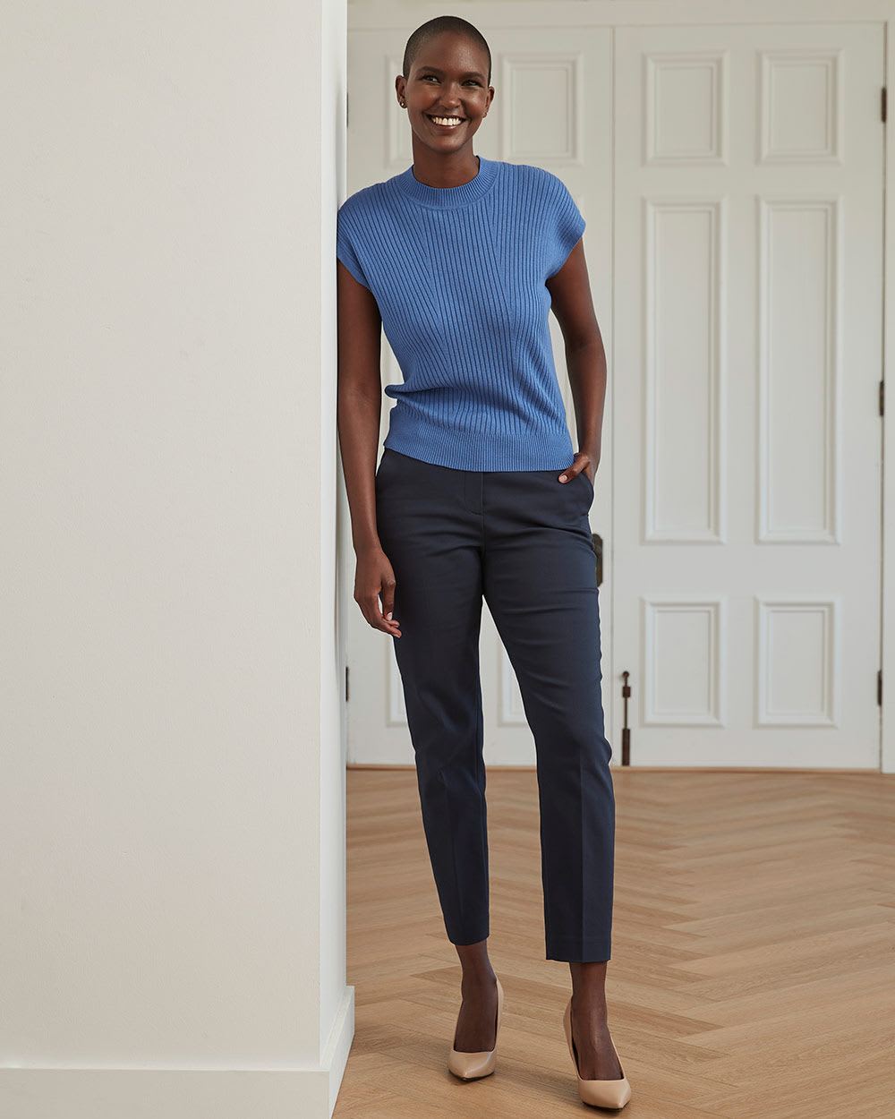 Extended Sleeve Ribbed Knit Sweater RW&CO.