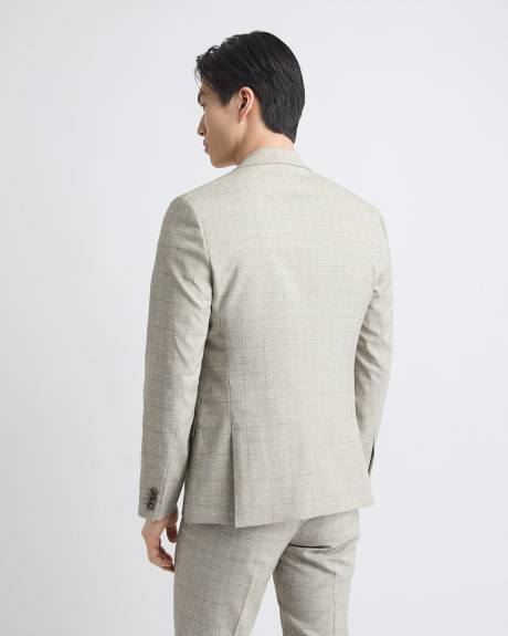Veston de Complet Carreauté Beige à Coupe Étroite