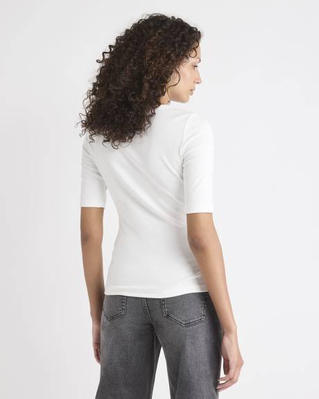 Elbow-Sleeve Crew-Neck Fitted Tee