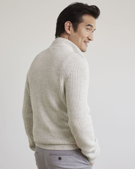 Long-Sleeve Half-Zip Mock-Neck Sweater