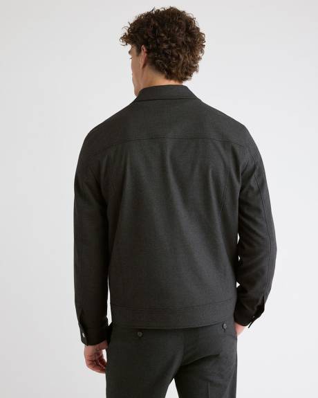 Brushed Twill Bomber Jacket with Shirt Collar