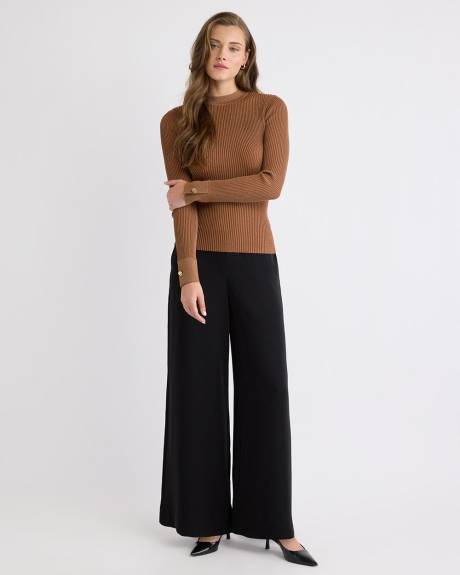 Haut Moulant à Manches Longues et Col Montant avec Fibres Métalliques