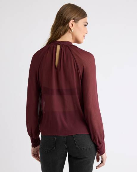 Blouse Popover en Mousseline à Manches Longues