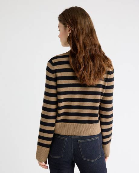 Cropped Boxy Merino-Blend Cardigan with Pockets