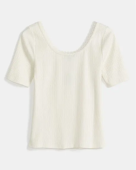 Ribbed Ballerina T-Shirt with 3/4 Sleeves