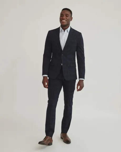 Slim Fit Dark Navy Checkered Bi-Stretch Suit Blazer