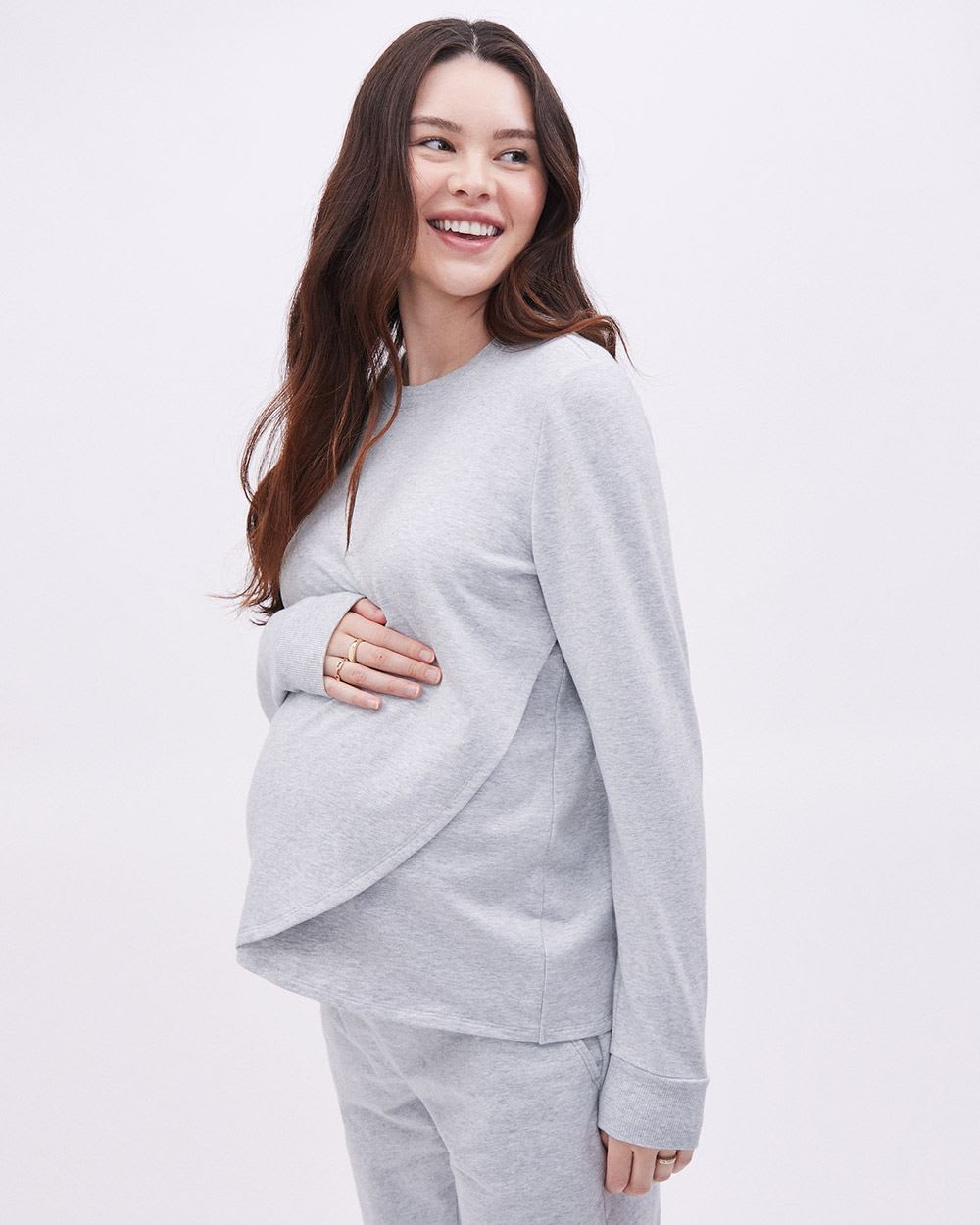 Nursing Relaxed-Fit French Terry Sweatshirt - Thyme Maternity