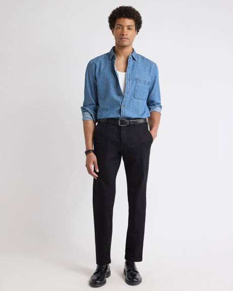 Long-Sleeve Denim Shirt with Chest Pocket