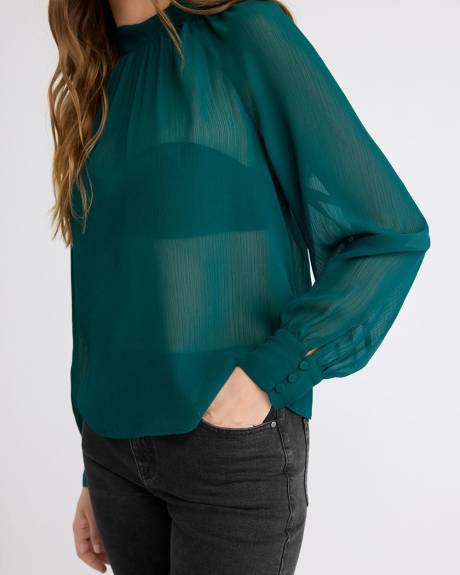 Blouse Popover en Mousseline à Manches Longues