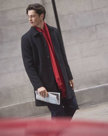 Classic Herringbone Mackintosh Coat with Shirt Collar