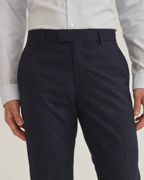 Pantalon de Complet Bleu Marin en Tissu Croisé à Coupe Étroite