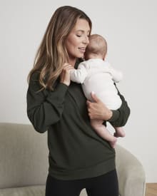 Long-Sleeve Fleece Top with Wrap V Neckline - Thyme Maternity