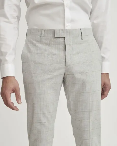 Pantalon de Complet Gris à Carreaux Beige à Coupe Étroite