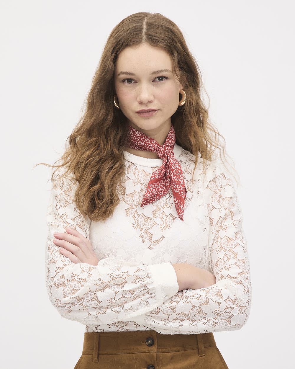 Square Scarf with Floral Print