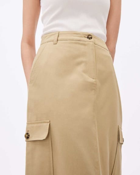 Straight Midi Skirt with Cargo Pockets