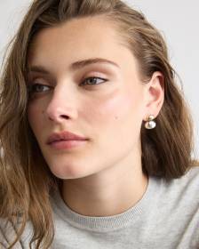 Boucles d'Oreilles à Pendentifs à Effet Dôme à Deux Tons