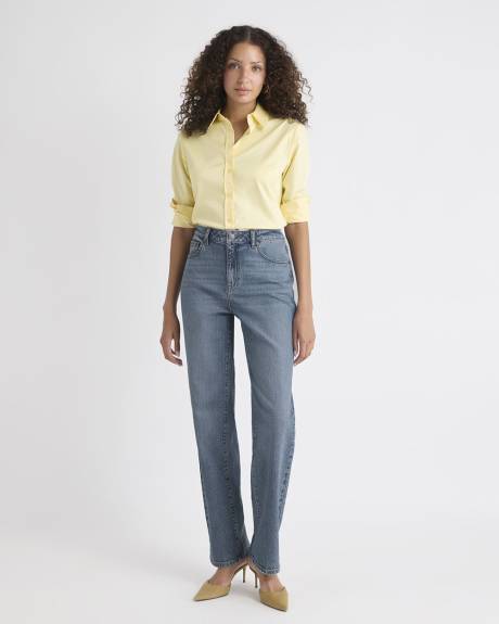 Long-Sleeve Buttoned-Down Poplin Blouse