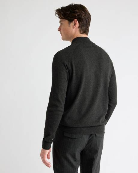 Pull à Col Montant à Demi-Zip et Manches Longues