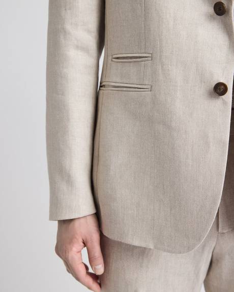 Tailored-Fit Greige Linen Suit Blazer