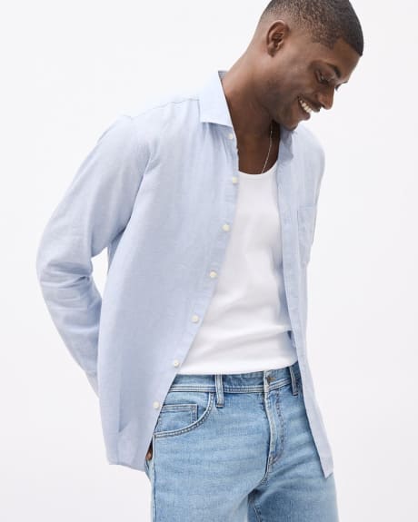 Regular-Fit Long-Sleeve Linen-Blend Shirt