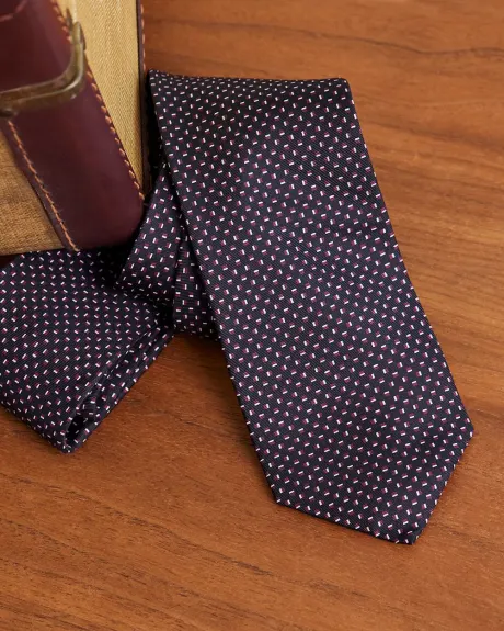 Cravate Régulière Noire avec Motif Géométrique