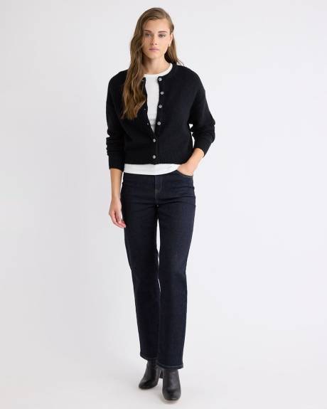 Cardigan en Laine à Manches Longues et Col Rond