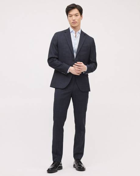 Slim-Fit Navy Windowpane Suit Pant