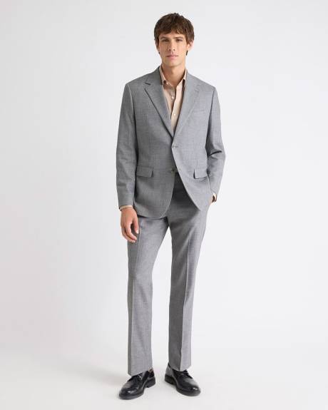 Veston de Complet Hopsack Gris à Coupe Ajustée